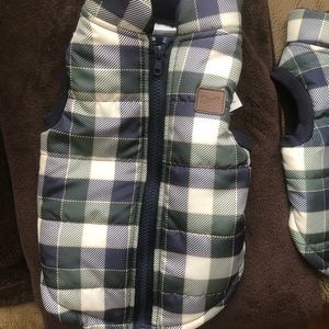 PLAID DOG PUFFY VEST MEDIUM